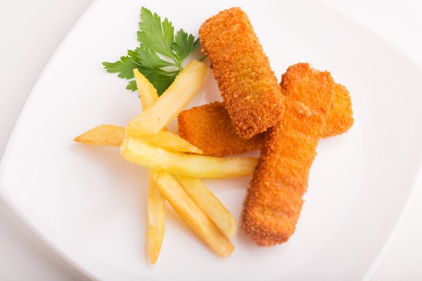 Fish sticks and french fries on the plate