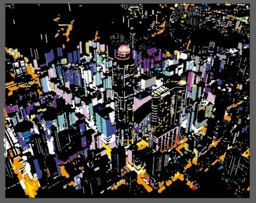 展出地點：4樓通天電梯旁。以鳥瞰的角度，凸顯朗豪坊辦公大樓非常具代表性的發光圓頂、旺角區大廈玻璃外牆上霓虹燈的倒影及區內多條繁忙道路上的燈光，拼貼出香港旺角密集而繁華的特色，希望讓市民以另一個角度欣賞這個不夜天。